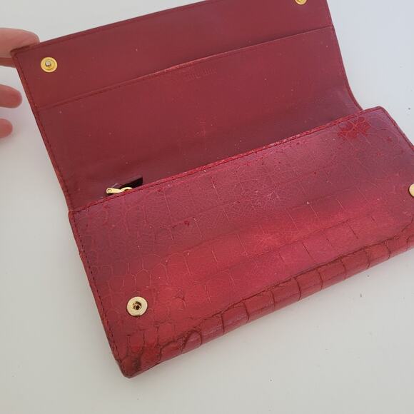 MIU MIU Red Croc Leather Envelope Wallet Clutch Large Designer Authentic - Picture 3 of 14
